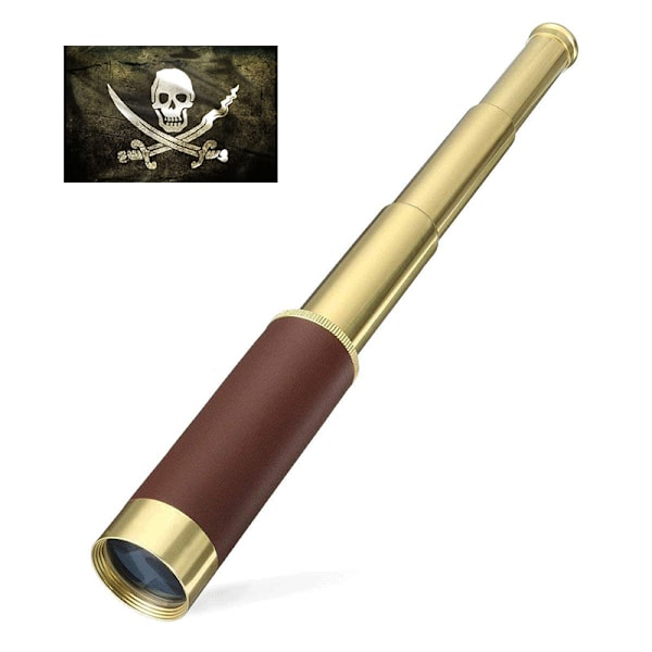 25x30 Piratmässingteleskop, Zoomabar Spyglass, Fällbar Hand