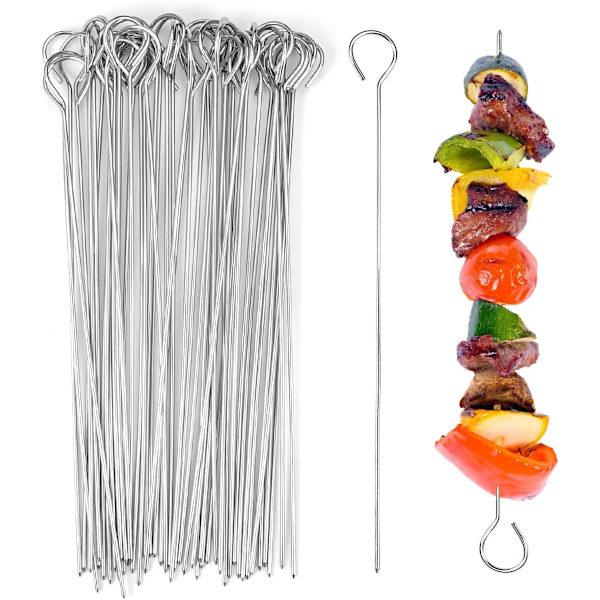 20 stk. Stålspyd Spidser 20cm, BBQ Spid, Rustfrit Stål