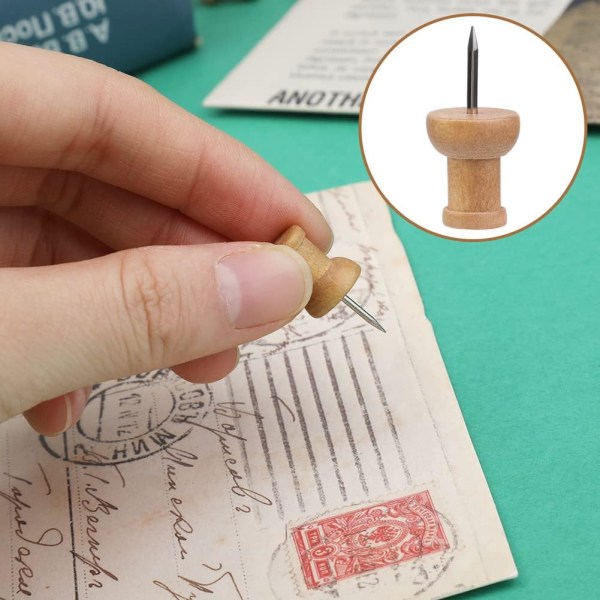 100 stk Træ Push Pins Dekorative Push Pins Markeringspind til Kort