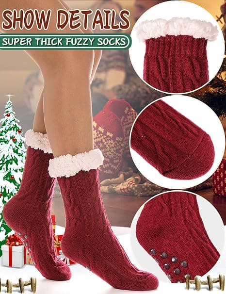 Dames Slippers Fluffy Sokker Fuzzy Cosy Cabin Varme Vinter Bløde Tykke
