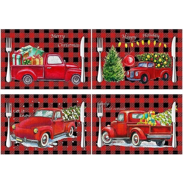 Merry Christmas Checker Farmer's Red Placemat Julbord