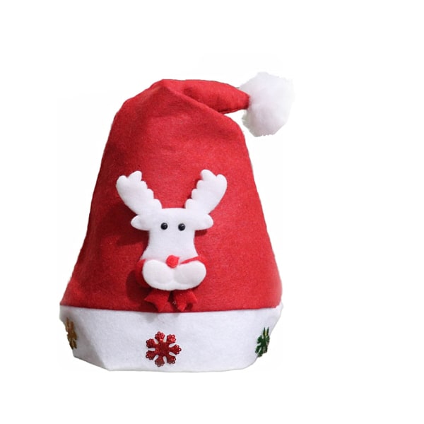 2pcs Red Short Plush Santa Claus Hat for Kids with Cuff Party Dec