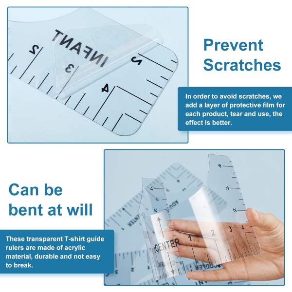 T-shirt Justeringsværktøjer Transparent T-shirt Lineal Guide Centrering
