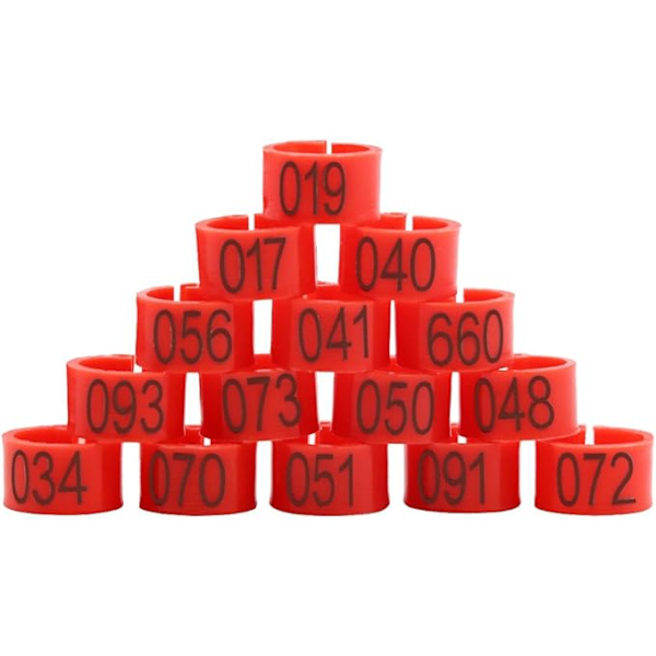 100 kpl/pussi 20MM 001-100 Numeroituja Muovisia Siipikarjan Monivärisiä DXGHC