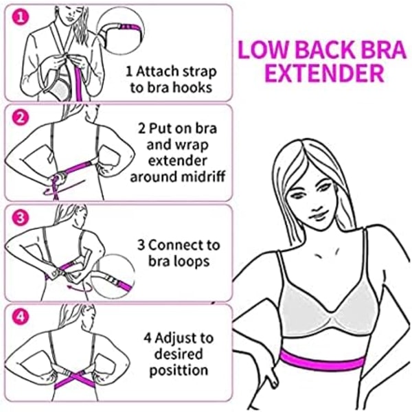 3-pack BH-band med låg rygg, BH-förlängningstillbehör för kvinnor