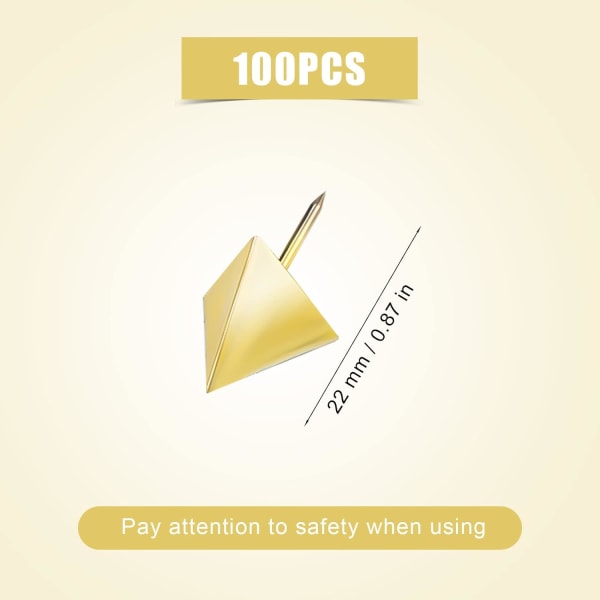 100 stk Guld Push Pins, Dekorative Push Pins med Stålspids Trian