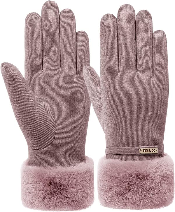 Vinterhansker for kvinner, varme fleecefôrede, elastiske, tykke hansker med touch-funksjon