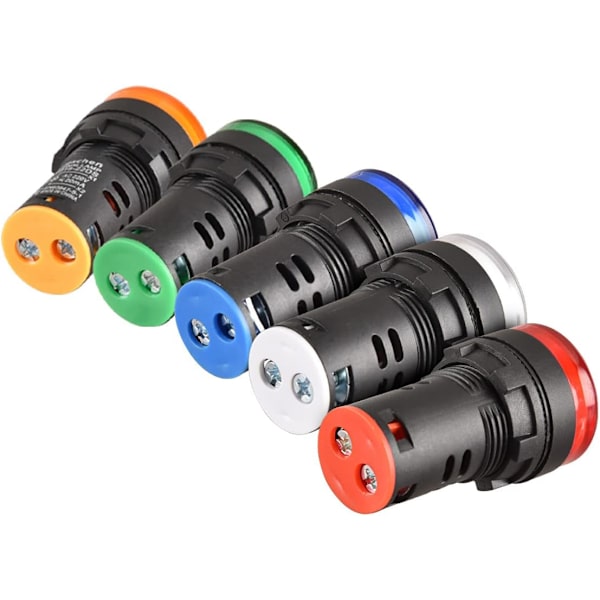 Sæt med 5 lyse LED-indikatorlamper AD16-22D/S - 22 mm 220 VAC 2