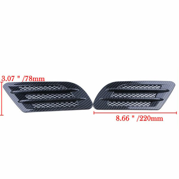 2X Universelle Carbonfiber Sorte Bil Luftstrøm Fender Sideventil