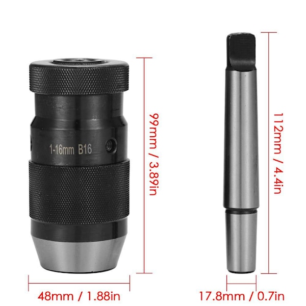1st 1-13mm Borrchuck B16 Självspännande Chuck