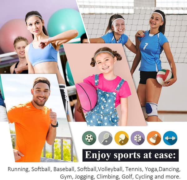 4 stycken elastiska sportpannband Tjocka halkfria hårband för W