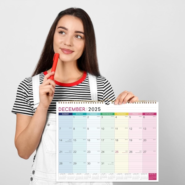 2024-2025 Kalender - Väggkalender 2024-2025, juli 2024 - dec. 2025, 18 månadskalender med tjockt papper, 15" x 11,5",