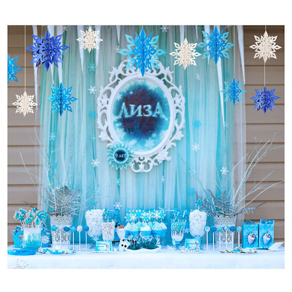 12 stk. Frosne Julepynt Snefnug Dekorationer 3D Hul Sno