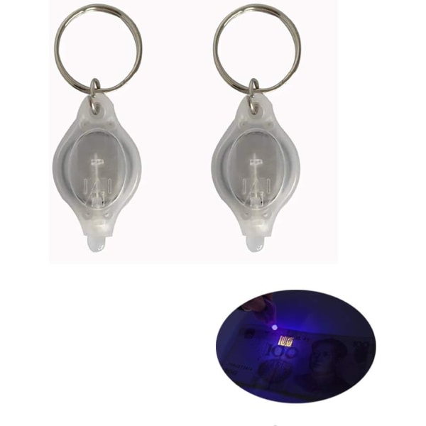2-pak Mini LED Lommelygte Penge Checker Nøglering Lommelygte Det
