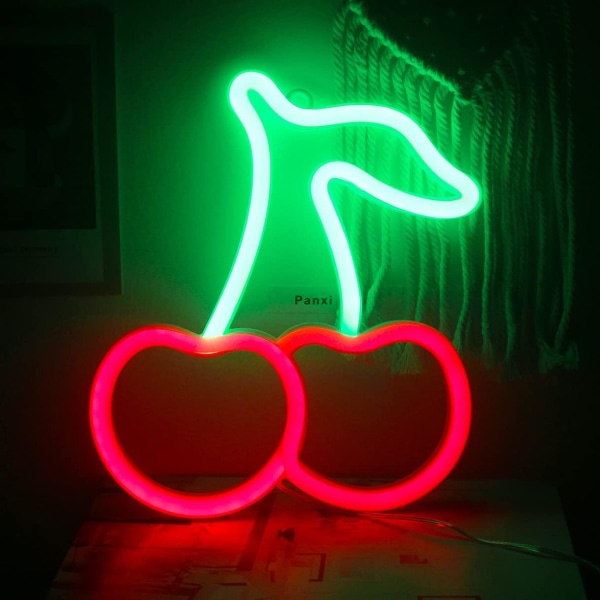 Körsbärs Neon Sovrums Neon Skylt Röd LED Neon Vägglampa Frukt Neon