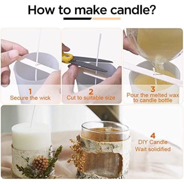 100 stycken bomullsvekar för DIY-ljustillverkning (10 cm/4 tum)