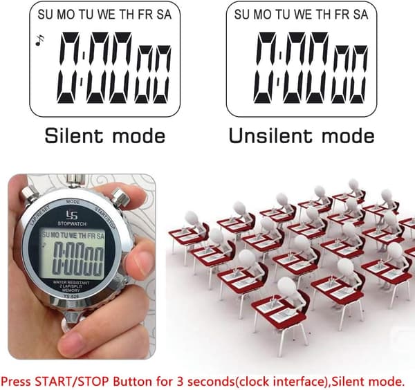 Stoppur, 2 Minnen 1/100 Sekunders Noggrannhet IPX4 Vattentät Timer w