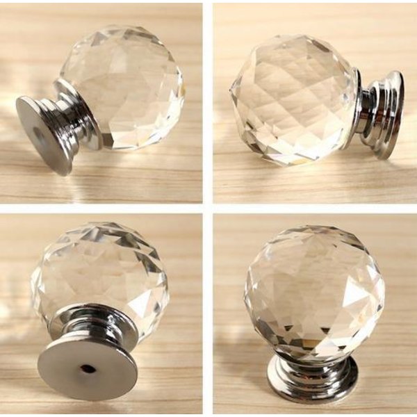 10 stk. Krystal Glaskugle Knapper Kabinet Møbel Hardware Dra