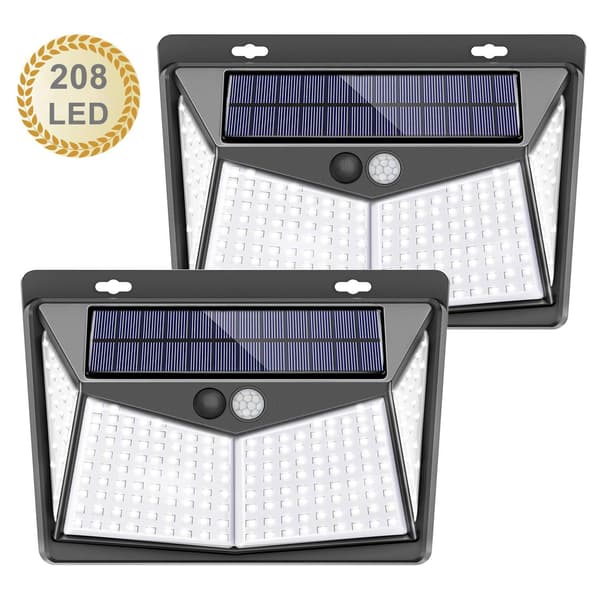 Solcellelys Udendørs, 208 LED Udendørs LED-Overlysspot Motion S