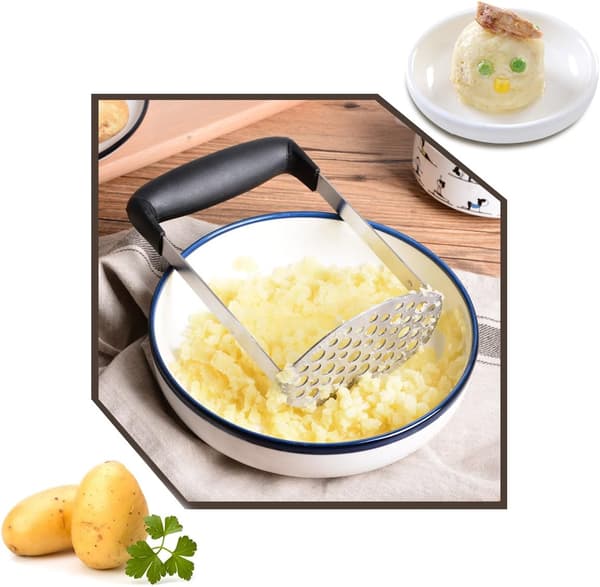 Manuell potatispress, potatispress med rostfritt stål och silikon