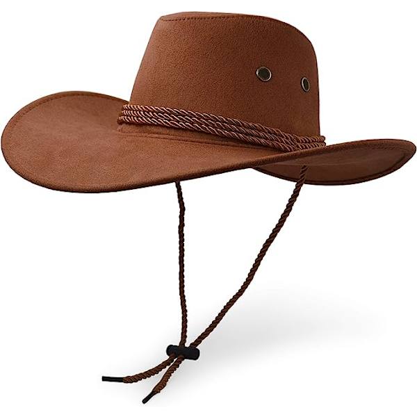 Cowboyhat, Filt Falsk Læder Solhat, Ruskind Rejsehat, Western