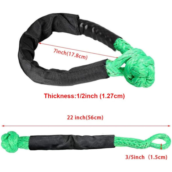 2 Pieces Soft Shackle Tow Ropes for ATV Marine Truck, One Piece O