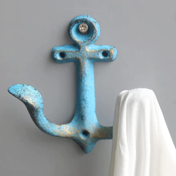Vintage Rustic Cast Iron -seinäkoukut meriköyden ankkurin kuviolla