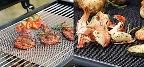 (Sort, Brun, 40 * 30cm) 2-delt BBQ Grill, Mesh BBQ-måtte, Non-Sti