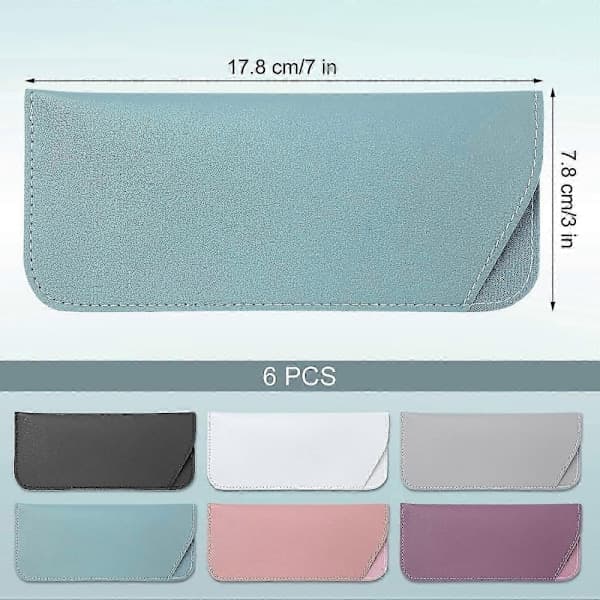 Soft Eyeglass Cases 17.8x7.6 cm, 6 Leather Eyeglass Cases (6 Colors), AB
