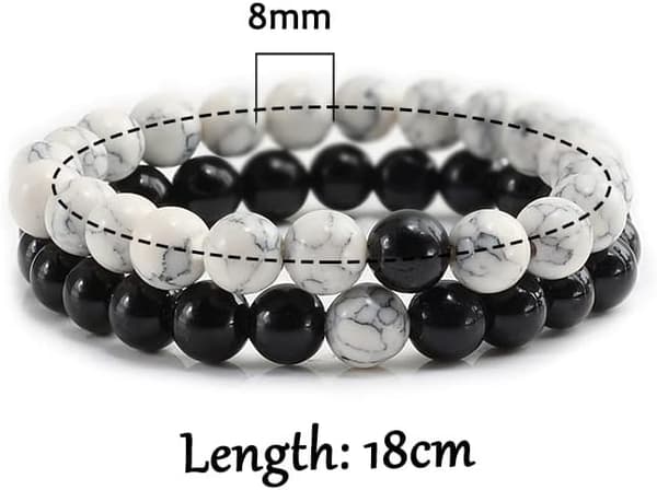 2 stk/sett Natursten Perle Chakra Armbånd for Menn Kvinner Par