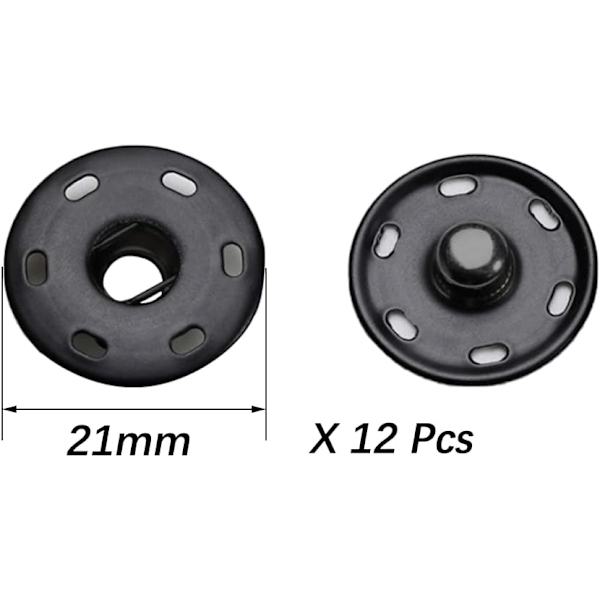 12 Sett med Syknapper, 21 mm Metall Snap-knapper, Syknapper DXGHC