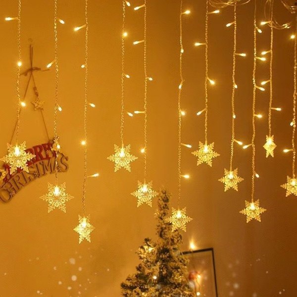 LED Snöflinga Isremsa Ljus Juldekoration Ljus Snöflinga
