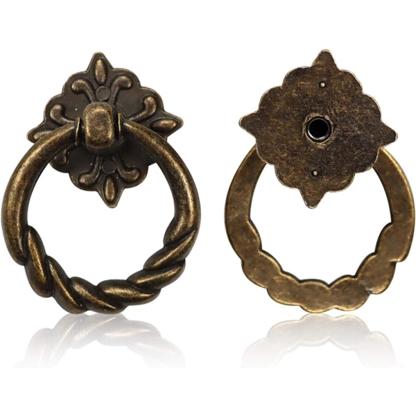 6st Vintage Bronze Drop Ring Knoppar Dra Handtag för Dresser Dra