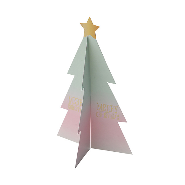 12 st 3D-julgranskort med guldstämpling