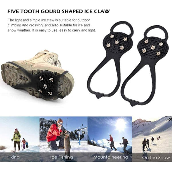 Universal Non-Slip Gripper Pigge til Sko, Is Traction Cleat Grips med Stål Pigge Crampon, Sko Is & Sne Grips til