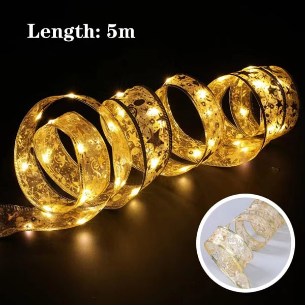 Shiny Ribbon Lights, 5M Christmas Ribbon Lights with 50 LEDs, DXGHC