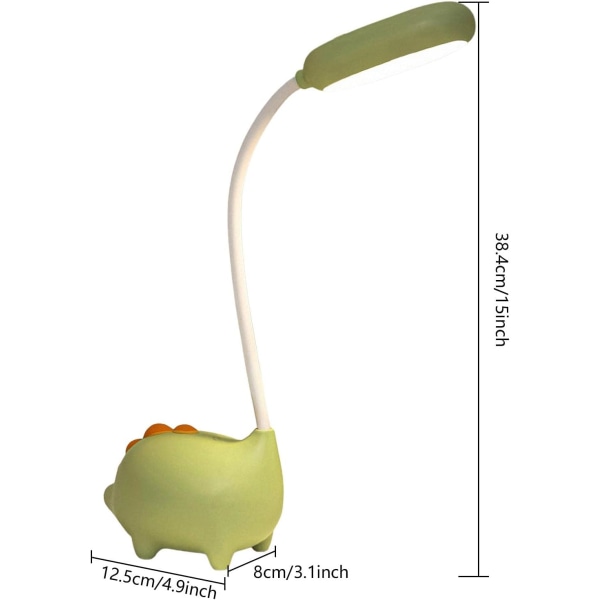 Genopladelig dinosaur skrivebordslampe, 3 farver USB øjenpleje bordlampe