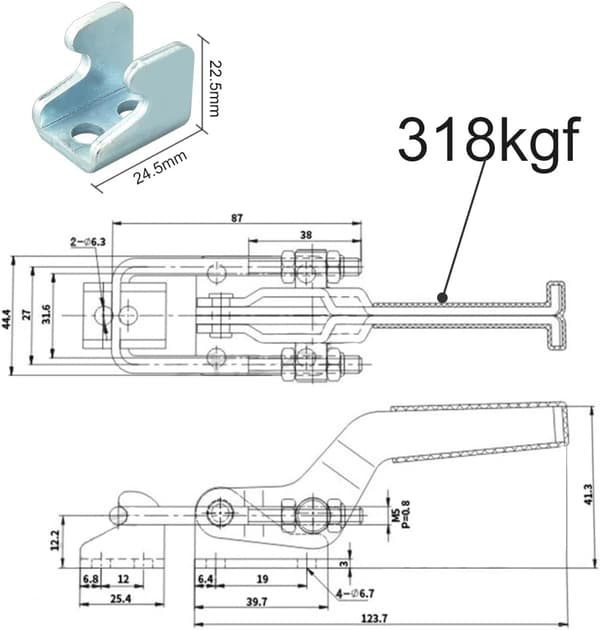 2 stk. Metal Toggle Latch Tømrer Toggle Ikke-Skridsikker Rustfri S