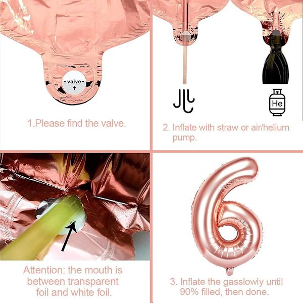 6-årsdagsflicka Ballong, Roséguld Ballong 6, Roséguld 6 År Gammal