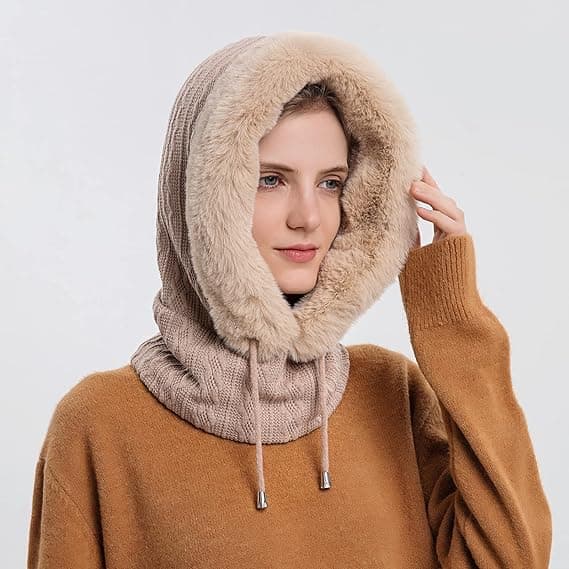 Beige Hat Multifunktionel Kvindemaske Vintermaske Vintermaske DXGHC