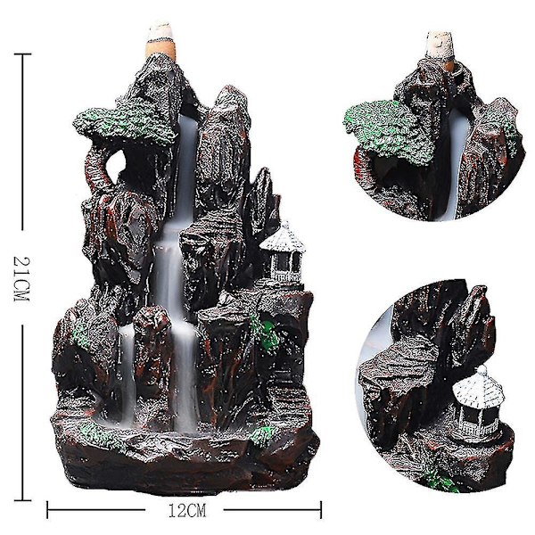 Berg River Vattenfall Rökelsebrännare Fountain Resin Backf DXGHC