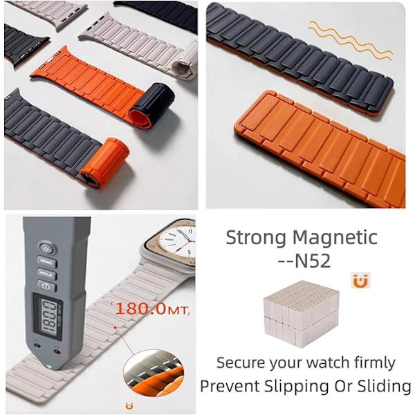 Magnetiskt armband kompatibelt med Apple Watch Band 49mm 45mm 44mm 42mm Silikonersättningsarmband Stark magnet lin