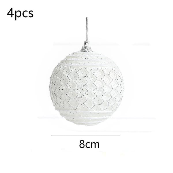 4 st julkula charm 8cm glittrande kuldekoration (vit)