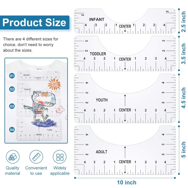 T-shirt Justeringsværktøjer Transparent T-shirt Lineal Guide Centrering