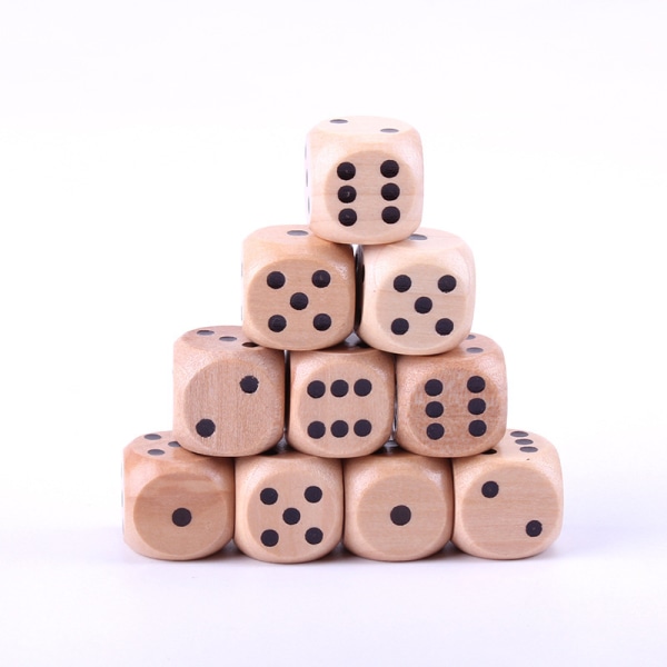 10 Pakke Træ Terninger - Standard 16mm 6-Sided - Perfekt til DXGHC