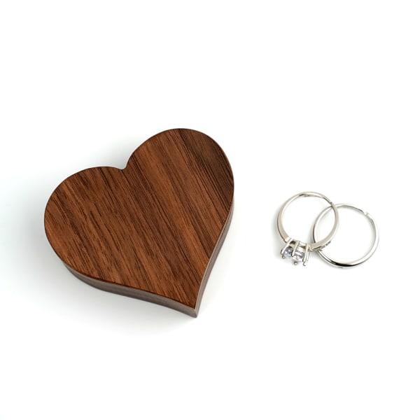 Black walnut solid wood love ring box mini jewelry box ins style