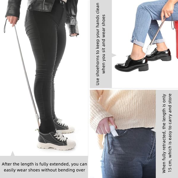65 cm Extra Lång Utdragbar Skohorn - Justerbar Vit Mini Sh