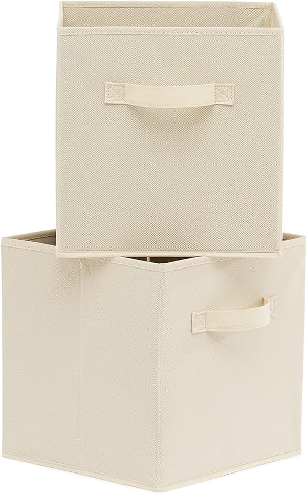 Sett med 2 sammenleggbare oppbevaringskuber, Beige DXGHC