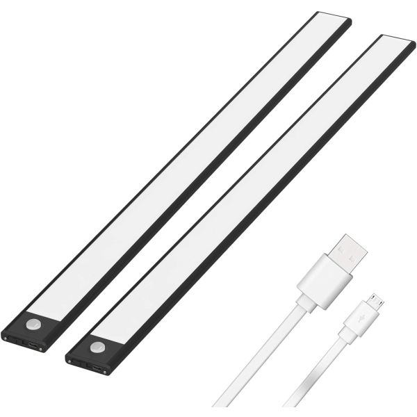 2 stk. 113 LED Skabslys 40cm, Trådløs, USB-opladelig, Magn