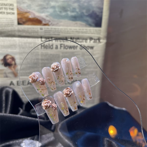 10 Pieces of Pure Handmade Camellia Wearing Nail Phototherapy Nai